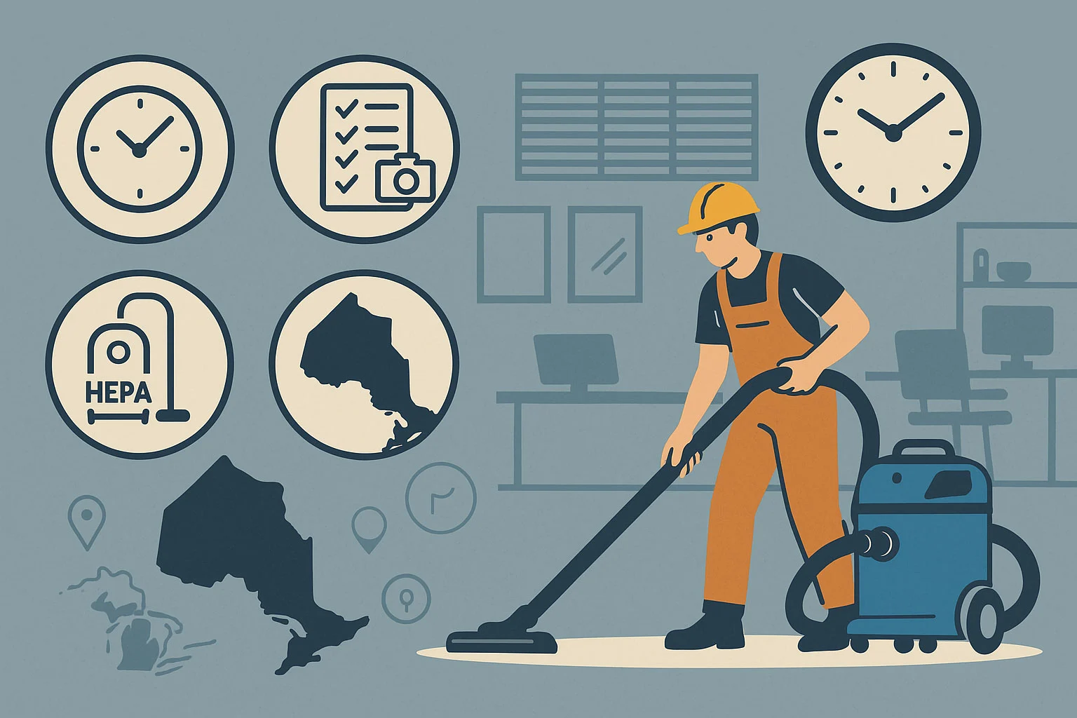 Rapid deep cleaning restores safety and uptime after outages in Ontario facilities. SOPs, HEPA control, QA photos, and safe chemistries to restart operations.