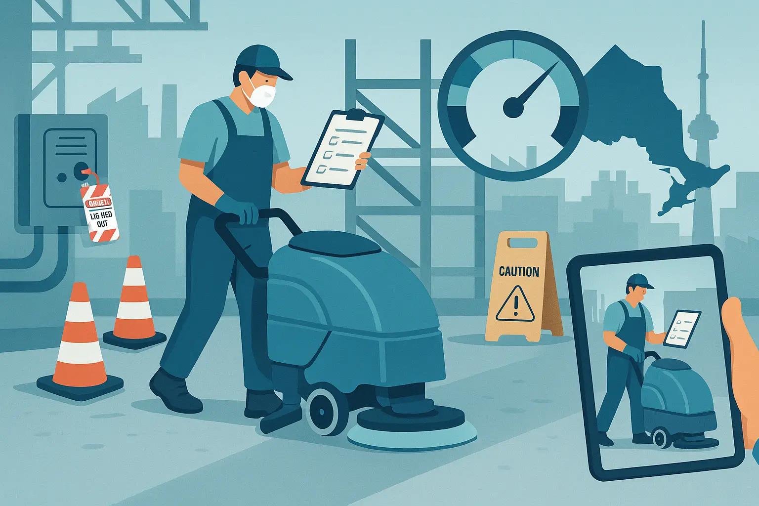 Safety-first industrial cleaning for Ontario plants and warehouses. SOPs, WHMIS training, lockout/tagout, and photo-verified QA to cut downtime and incidents.