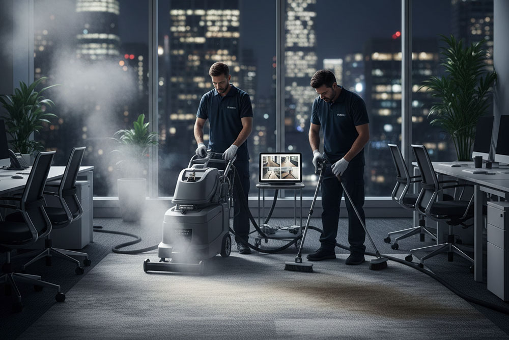 Standards-led carpet care for London, ON facilities. Encapsulation, hot water extraction, stain response, and QA photos that cut complaints and extend carpet life.