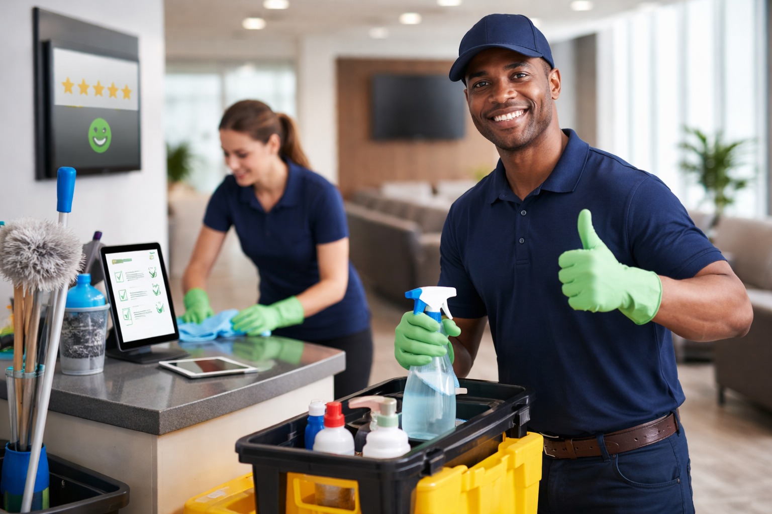 Day porter programs cut monthly complaints by 40% in Ontario facilities with SOPs, visible service loops, QA photos, and rapid-response SLAs that protect uptime