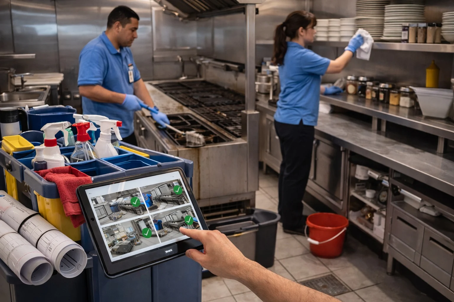 Restaurant and pub cleaning that passes inspections—grease control, food-safe chemistries, drain care, QA photos, and day-night SOPs across Ontario service areas.