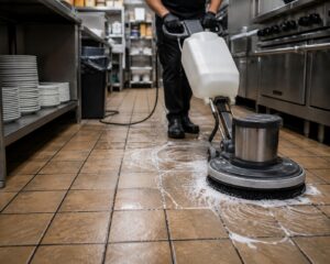 Grout holds grease, odours, and stains your mop can't reach. How professional tile and grout cleaning keeps restaurant floors safe and inspection-ready.